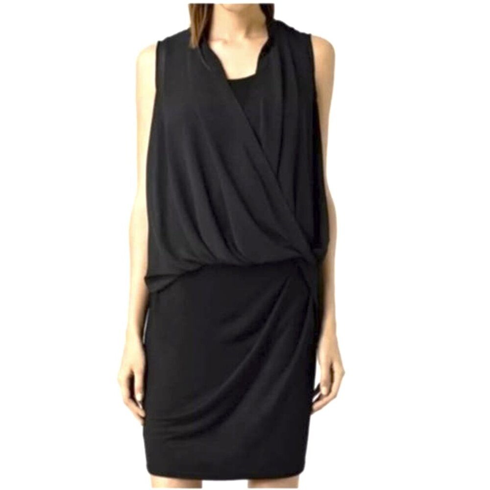 Allsaints All Saints Siri SL Sleeveless Blouson Shift Dress Layered US 6 Black